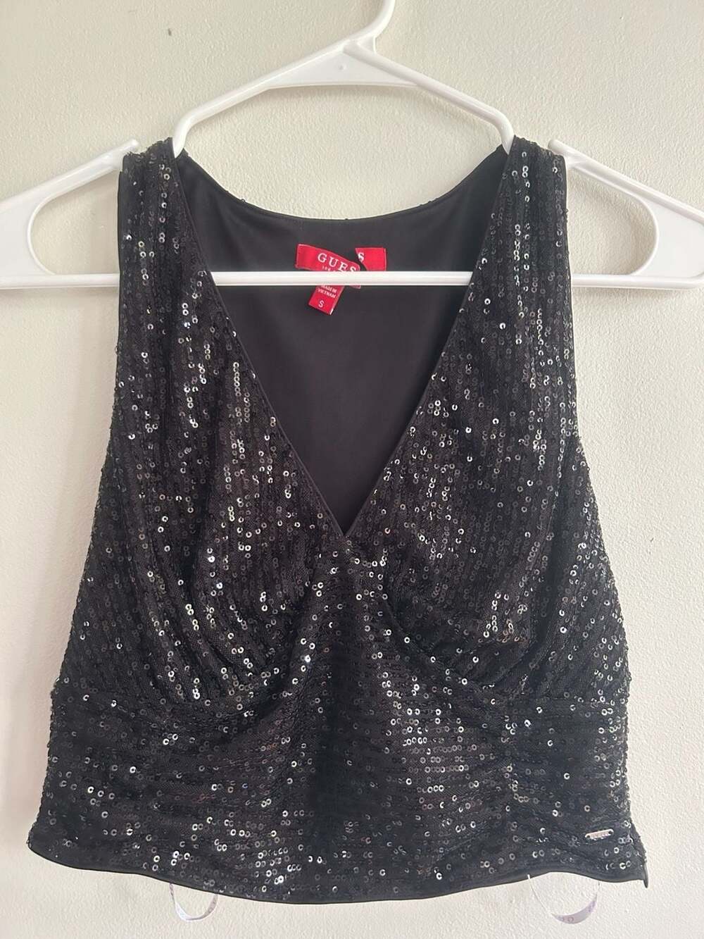 GUESS Sequin V-Neck Top